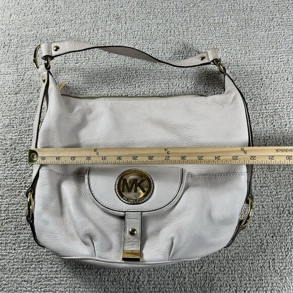 Michael Kors Fulton Large Leather Shoulder Bag Off White - Picture 5 of 5